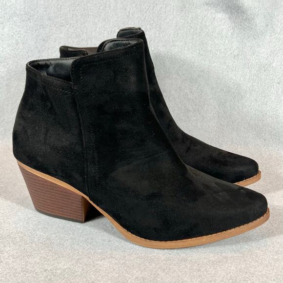 Cloudwalkers Womens Wide Fit Black Heel Ankle Boots Size 9.5W - Picture 1 of 11
